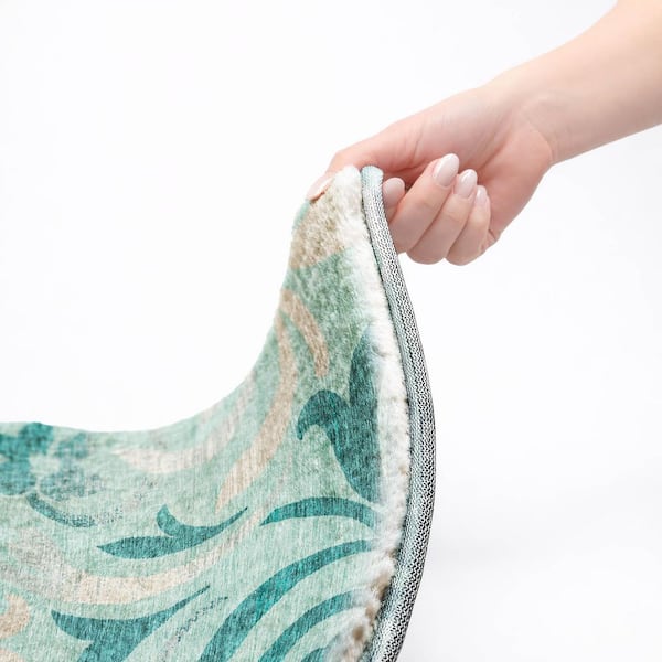 Dream Shag Premium Machine Washable Abstract ADS764 Teal 10 ft. x 14 ft. Area Rug