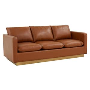 Nervo 84 in. Square Arm 3-Seater Removable Covers Sofa in Cognac Tan