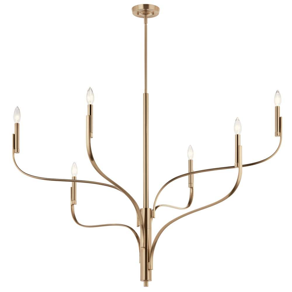 Livadia 47.25 in. 6-Light Champagne Bronze Modern Candle Chandelier for Dining Room price history on PriceWatchPro