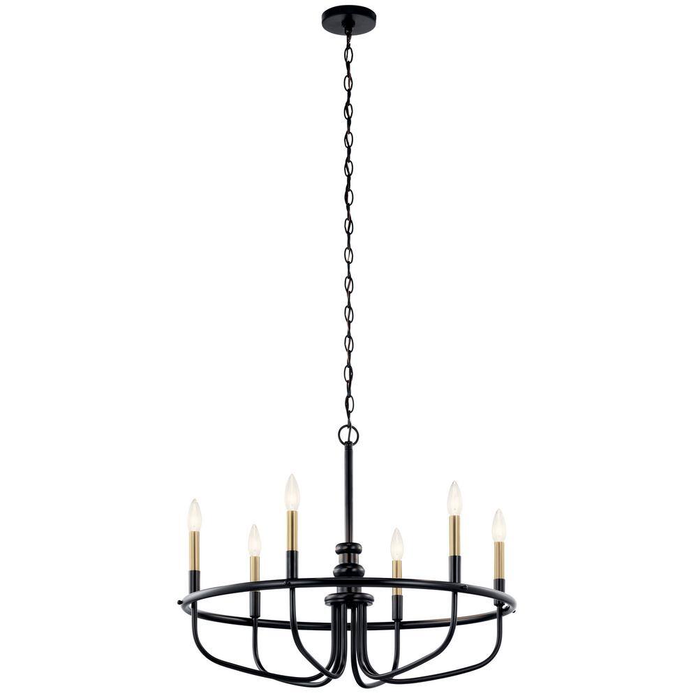 Capitol Hill Modern Black 6-Light Chandelier with Candle Sleeves