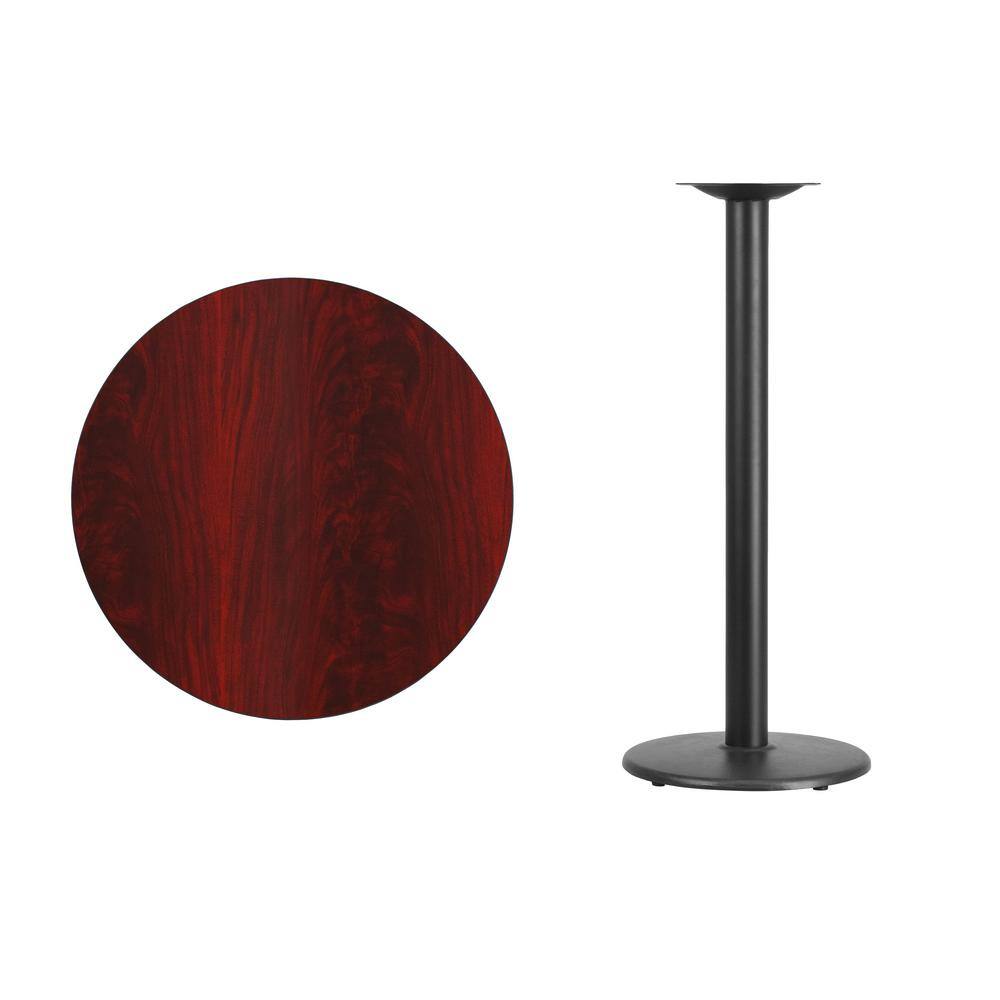 Contemporary 30'' Round Mahogany Laminate Bar Height Table