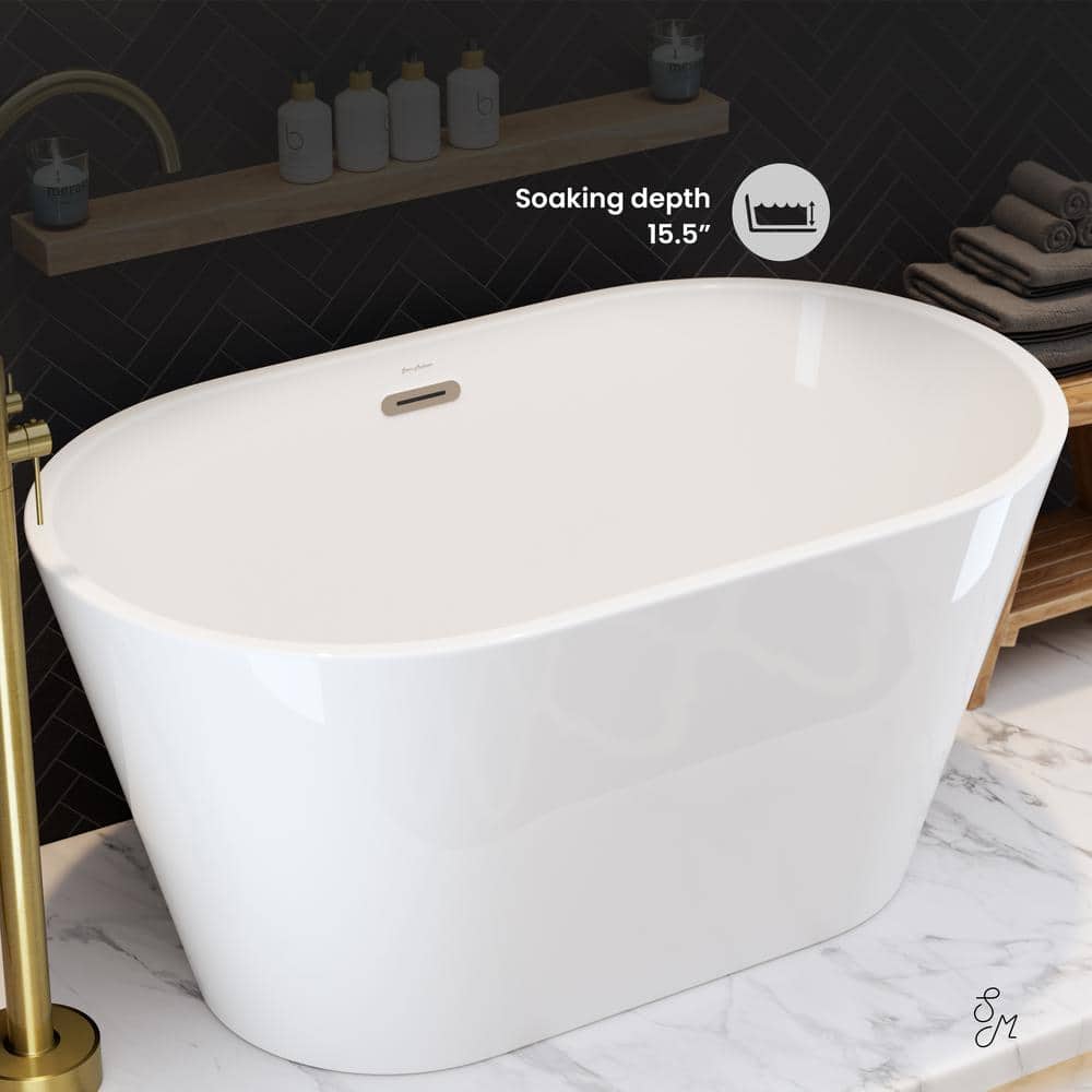 Claire 48" Glossy White Acrylic Freestanding Bathtub
