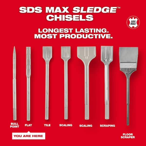 Milwaukee 1 in. x 16 in. SLEDGE SDS MAX Flat Chisel 48 62 4252 The Home Depot