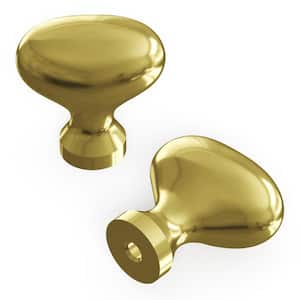 Williamsburg 1-1/4 in. x 13/16 in. Polished Brass Cabinet Knob (10-Pack)