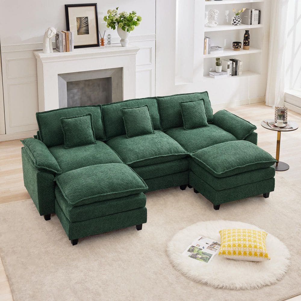 JEAREY 105.9 in. Width Pillow Top Arm Chenille Fabric U
