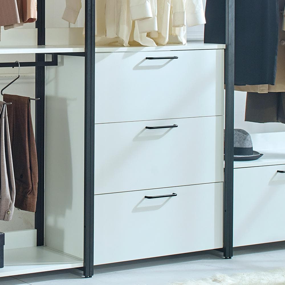 Fiona White and Black Freestanding Closet System with Drawers