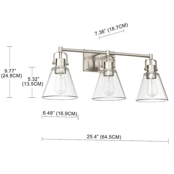 Hukoro Romance 25.4 in. 3-Light Vanity Light with Brushed