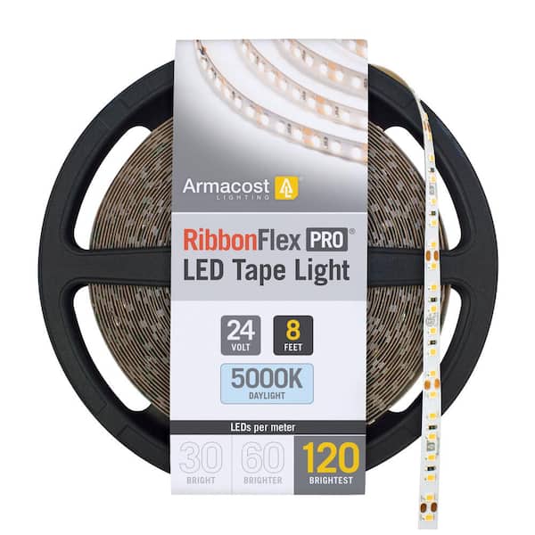 Armacost Lighting RibbonFlex Pro 24-Volt White LED Strip Light Tape 120 LED/m 5000K 8 ft. (2.5 m)