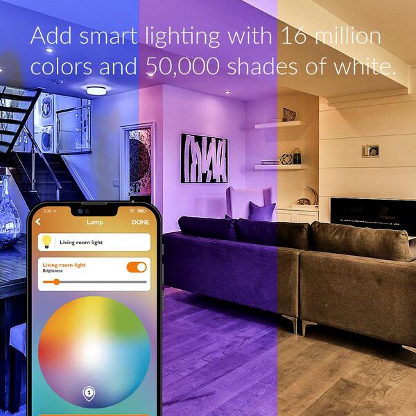 AduroSmart ERIA 65-Watt Equivalent BR30 Dimmable CRI 90 Plus Wireless Smart LED Light Bulb Multi-Color (2-Pack)