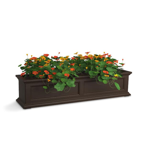 Mayne Fairfield 48 in. x 11 in. Self-Watering Espresso Polyethylene Window Box