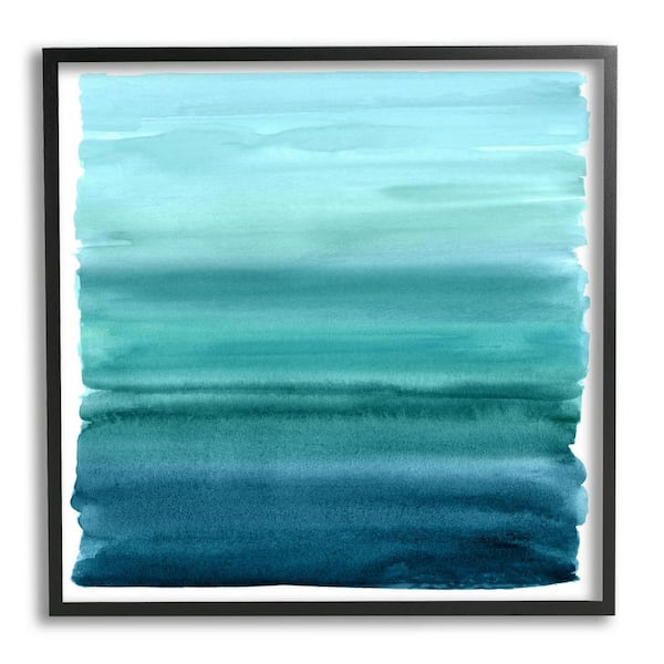 The Stupell Home Decor Collection Gradient Turquoise Brushed Composition Design by Allie Corbin Framed Abstract Art Print 12 in. x 12 in.