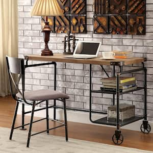 Lyric 47.25 in. Rectangle Light Brown and Black Wood Computer Desk with Shelf