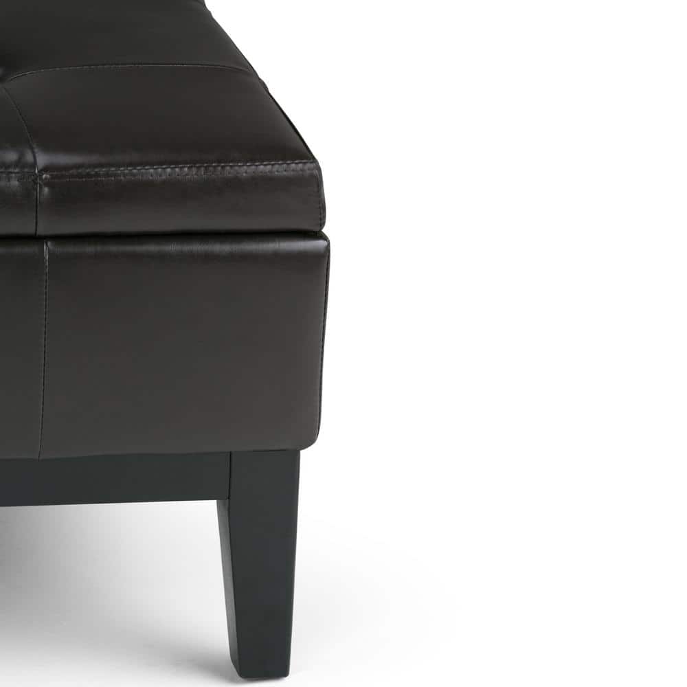 Tanner's Brown Faux Leather Tufted Storage Ottoman