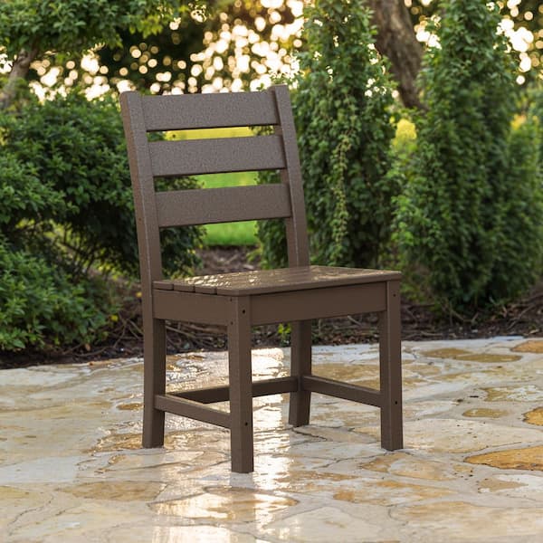 Grant Park Mahogany Side Stationary Plastic Outdoor Dining Chair