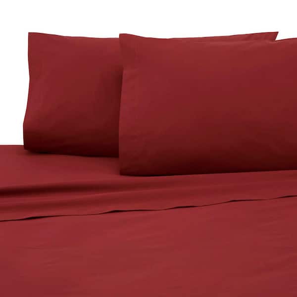 Martex 4-Piece Paprika Solid 225 Thread Count Cotton Blend Full Sheet Set