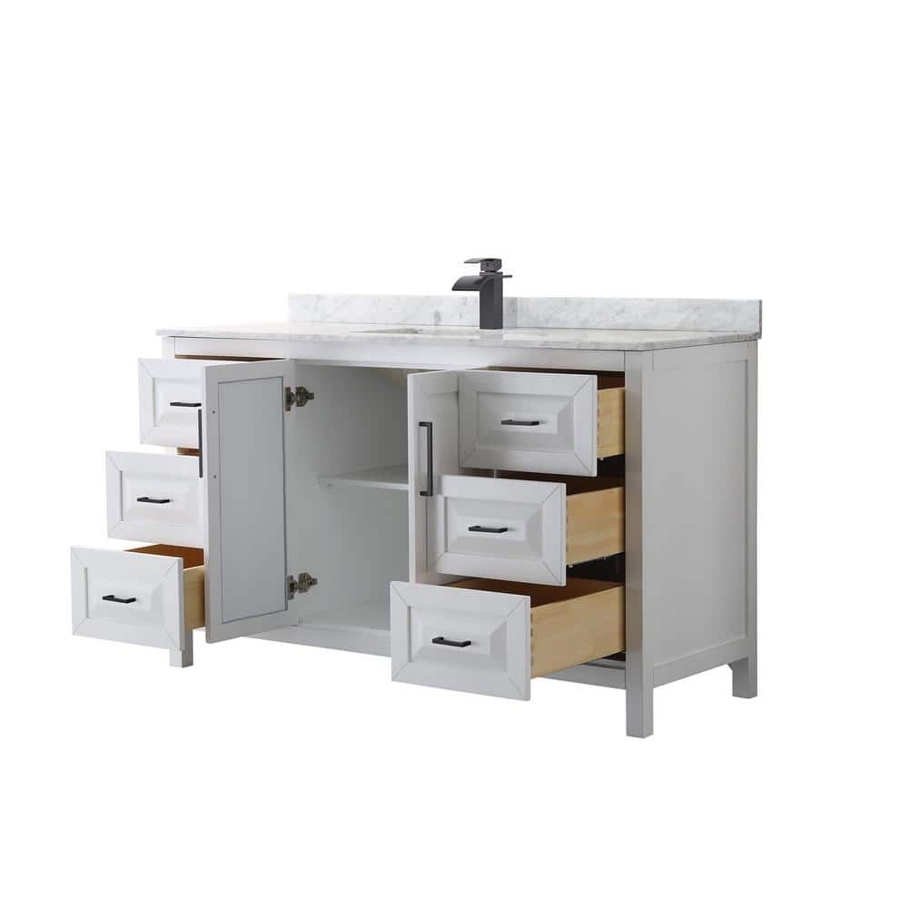 Daria 60'' White Single Bathroom Vanity with Carrara Marble Top