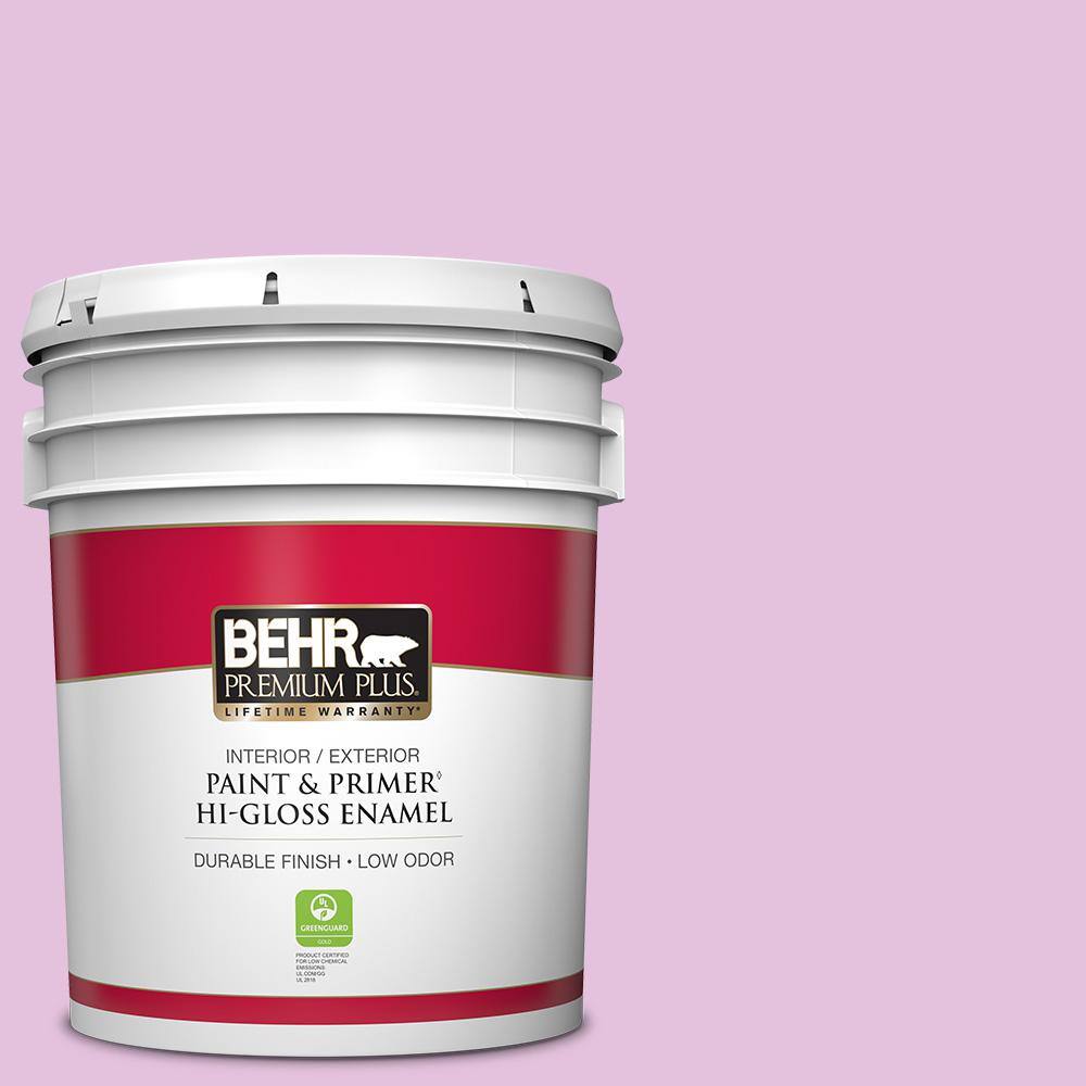 Have a question about BEHR PREMIUM PLUS 5 gal. P1102 Girl Talk HiGloss Enamel Interior