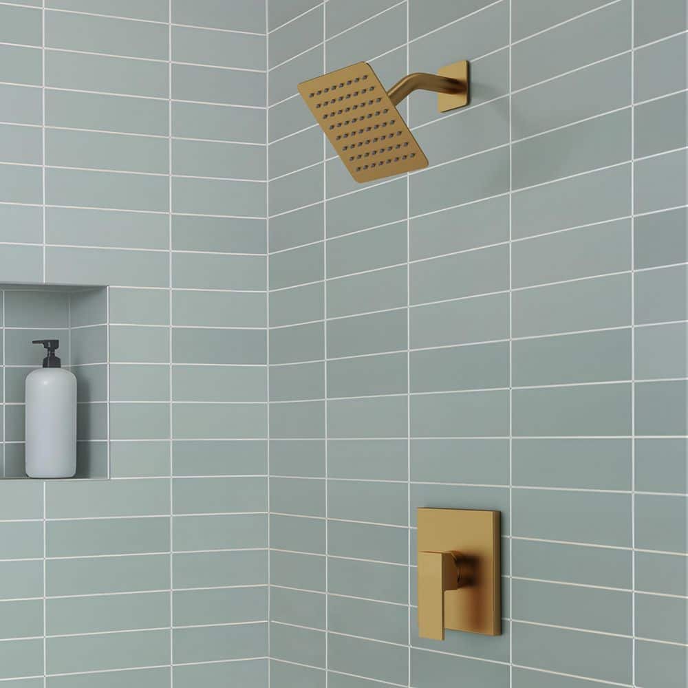 Single Handle 1-Spray Tub and Shower Faucet 2.5 GPM 6 in. Head with High Pressure in Brushed Gold Valve Included price history on PriceWatchPro