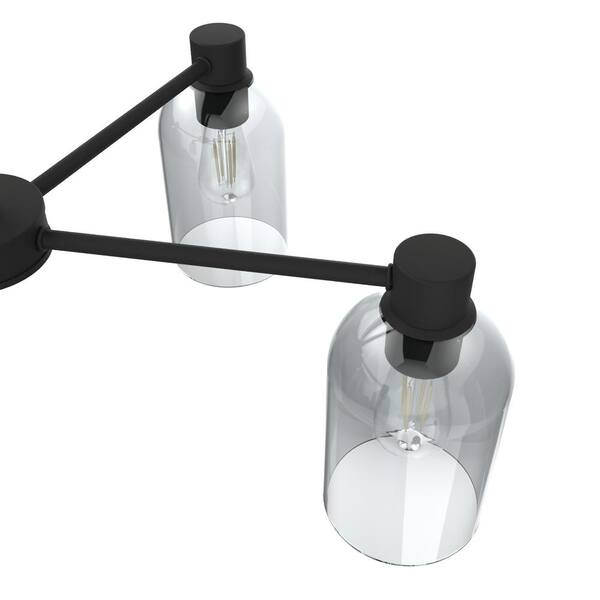 Hunter - Lochemeade 5 Light Natural Iron Chandelier with Darkened Glass Shades Kitchen Light