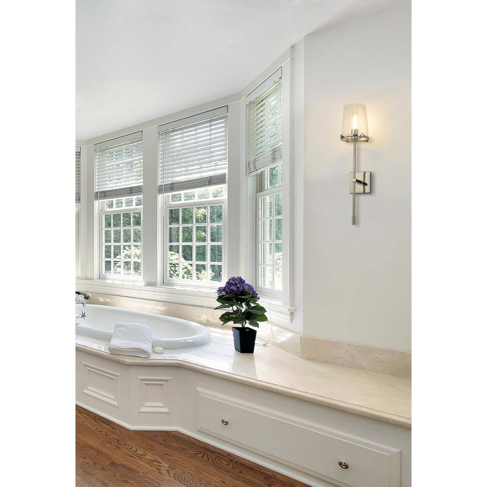 Callista 26" Polished Nickel Wall Sconce with Clear Glass Shade