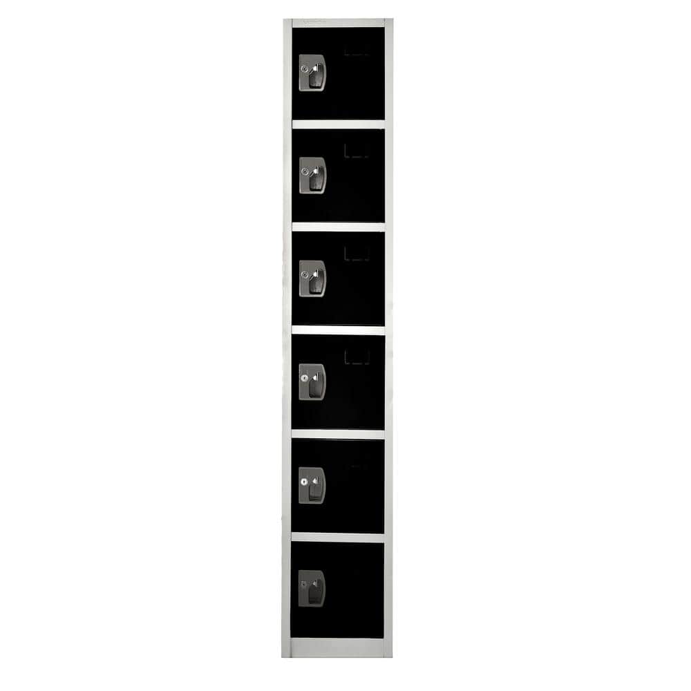 Black and Silver Steel 6-Tier Freestanding Office Locker