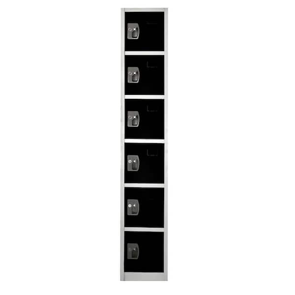 629-Series 72 in. H 6-Tier Steel Key Lock 6-Shelf Storage Locker Free Standing Cabinets in Black, 2 Pack