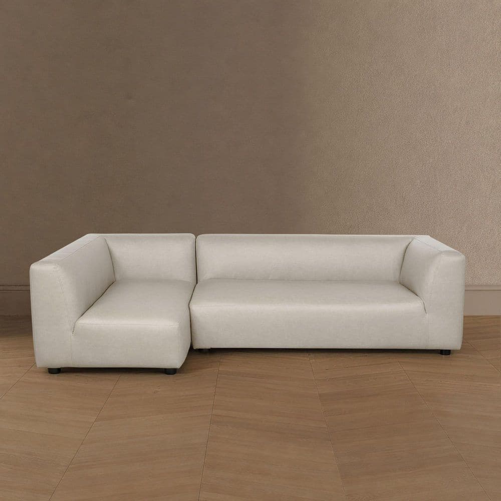 Lukas 118 in. 2-Piece Polyester Upholstered Left-Facing Sectional Sofa in Cream