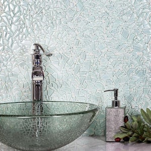 Aqua Blue 11.8 in. x 11.8 in. Pebble Polished and Honed Glass Mosaic Tile (4.83 sq. ft./Case)