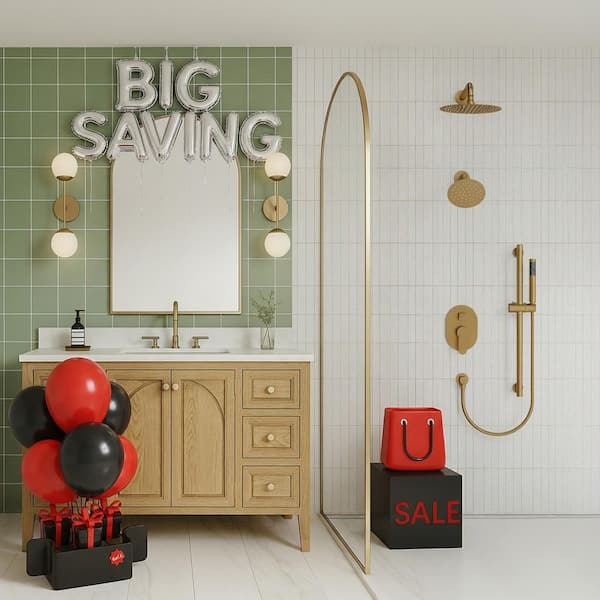 3-Spray Patterns Round Fixed Shower Head 10 and 6 in. with 2.5 GPM Wall Mount Dual Shower Heads in Brushed Gold