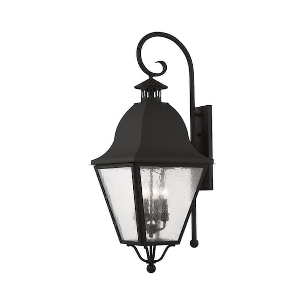 AVIANCE LIGHTING Yorktown 35 in. 4-Light Black Outdoor Hardwired Wall Lantern Sconce with No Bulbs Included