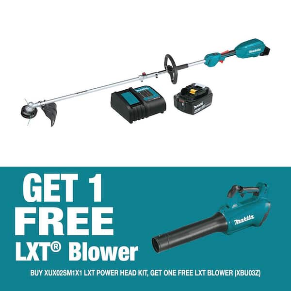 18V LXT Brushless Couple Shaft Power Head Kit w/13 in. String Trimmer Attach (4. 0Ah) and 18V LXT Brushless Leaf Blower