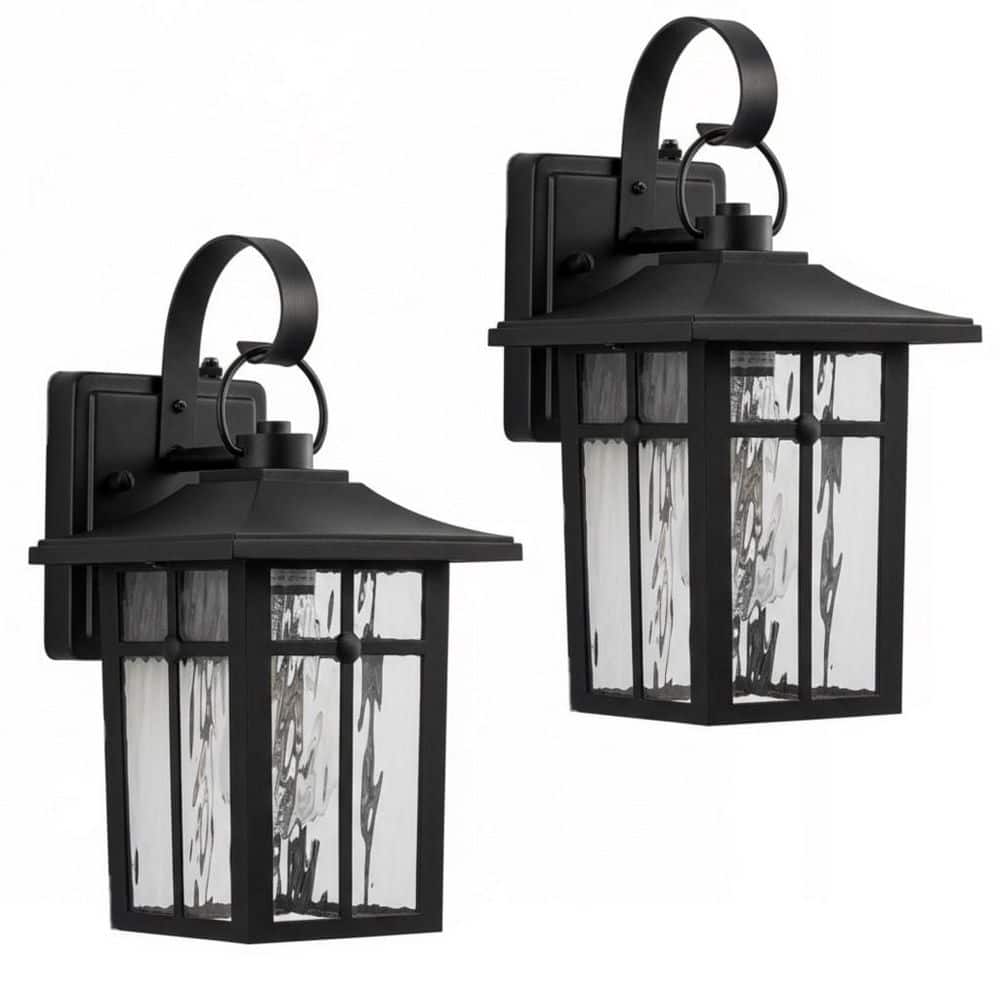 2 Pack Black Dusk to Dawn Outdoor Waterproof Wall Lights, Aluminum ...
