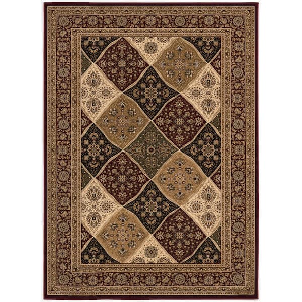 10 ft. x 13 ft. Red and Black Oriental Washable Non Skid Area Rug