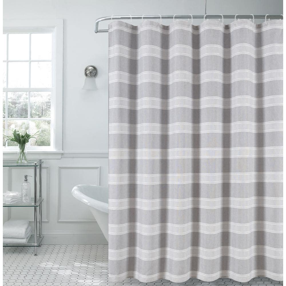 Fabric Shower Curtain Black White Stripes Flowers Polyester Bathroom Liner Mat 