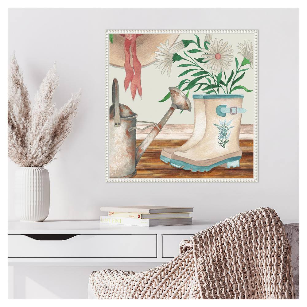 Cottage Garden Scene Canvas Wall Art with Frame