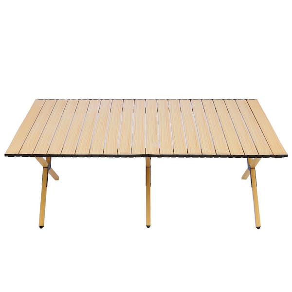 Unbranded 45.66 in. Brown Rectangular Steel Picnic Table Seats 6-People with Carry Bag