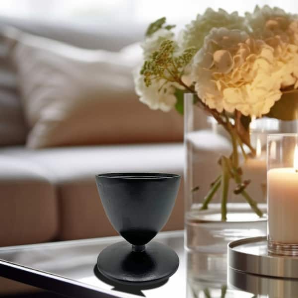 Black 5 in. Aluminum Chalice Inspired Amphora Metal Vase