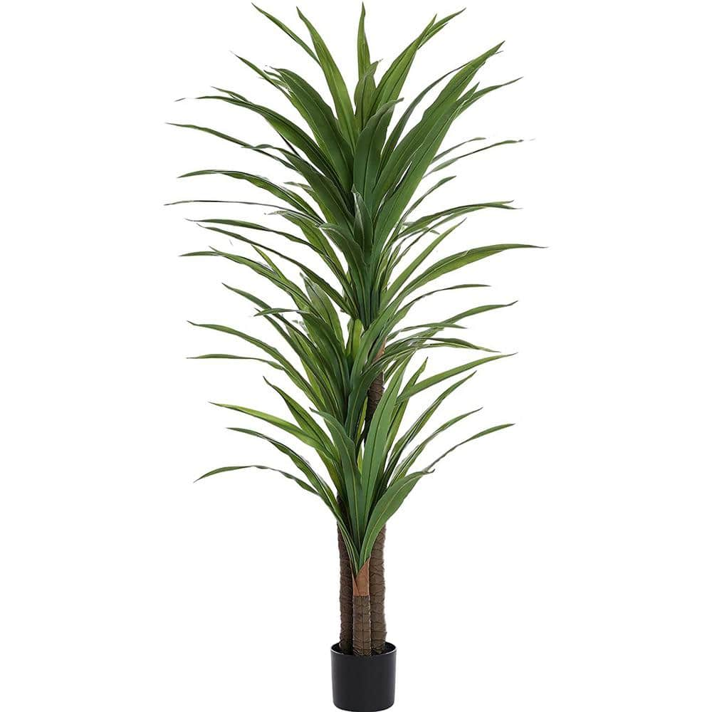 Cubilan 60 in Green Artificial Dracaena Silk Plant Corn Stalk in Pot