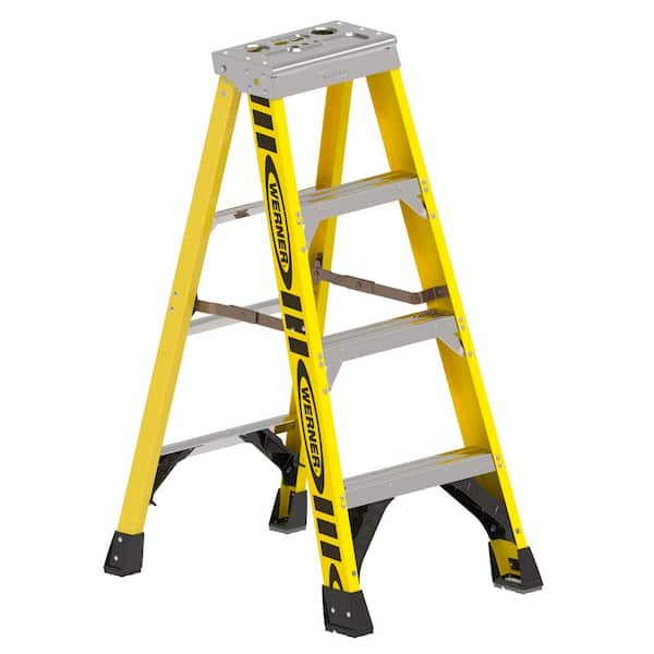 Werner 4 ft. Fiberglass Step Ladder with 375 lbs. Load Capacity Type IAA Duty Rating