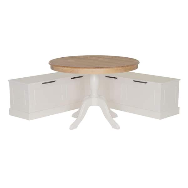 Rockhill 2-Piece L-Shape Backless White Wood Top Nook Dining Set Seats 4