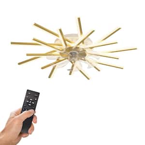 36 in. Indoor Gold Indoor Ceiling Fan with Adjustable White Integrated LED, Remote Included