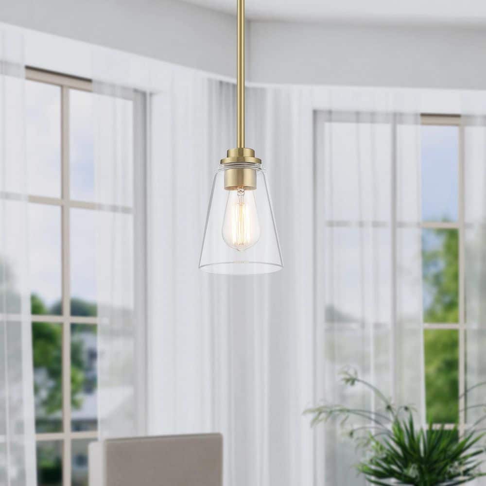 Westin 60-Watt 1-Light Brushed Gold Industrial Pendant Light with Clear Glass Shade and No Bulbs Included price history on PriceWatchPro