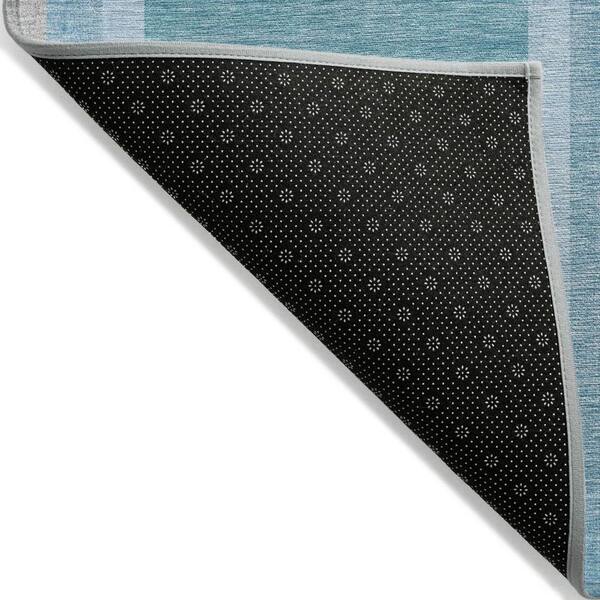 Teal Blue 5 ft. x 8 ft. Woven Abstract Polyester Rectangle Indoor / Outdoor Area Rug