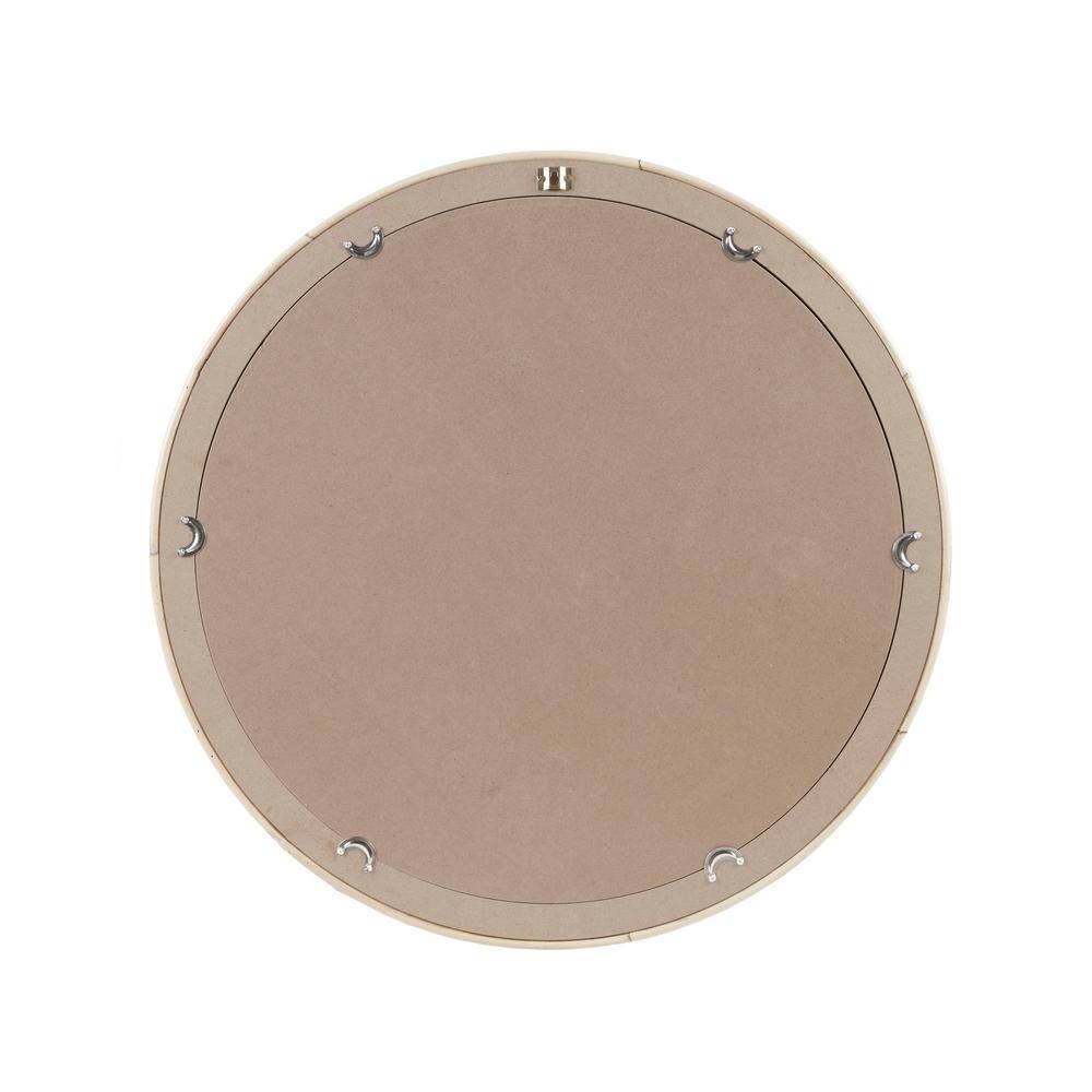 Natural Rattan Round Wall Mirror with Gold Finish