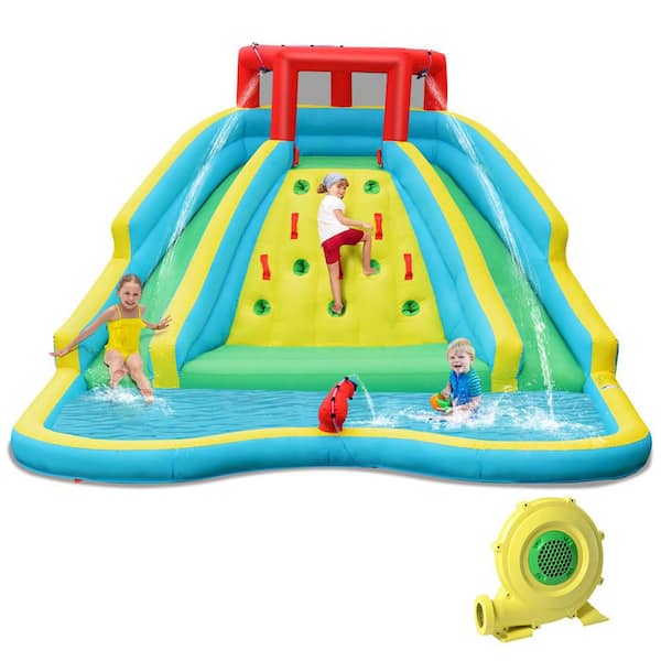 Bountech Inflatable Mighty Water Park Bounce House Bouncy Splash Pool Climbing Wall with 735W Blower