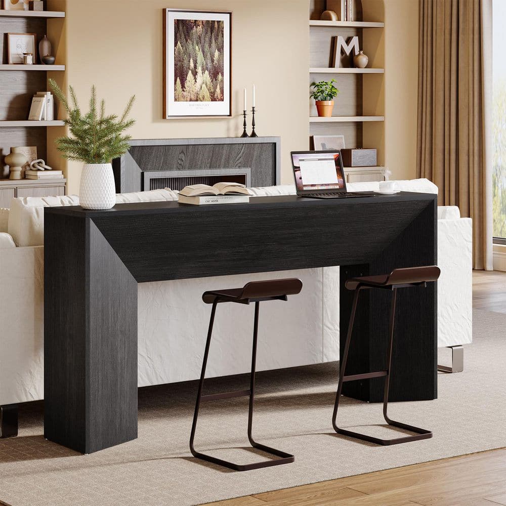 Black 63-Inch Modern Wood Console Table for Entryway