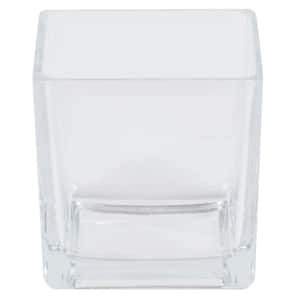 4 in. Clear Cube Glass Vase, 4-Pieces per set