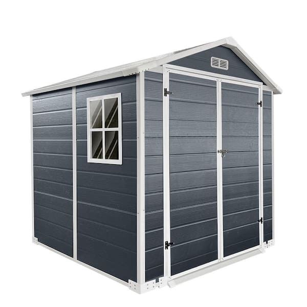 Tout 6 ft. W x 6 ft. D Cold Grey Resin Plastic Garden Outdoor Storage Shed with Floor, Windows, Air Vents(31.98 sq. ft.)
