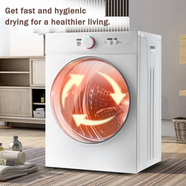 Flynama 3.23 Cu. ft. 120-Volt Portable Clothes Electric Dryer with Touch Screen Panel in White