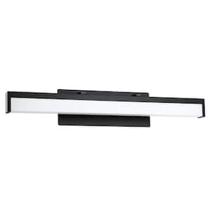 Hemlock 27.50 in. W x 5 in. H Matte Black LED Bathroom Vanity Light with White Acrylic Shade